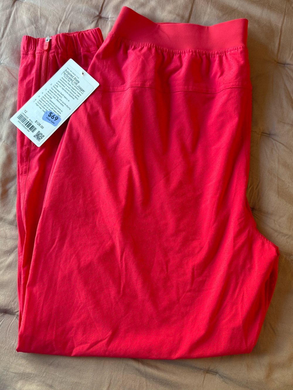 Lululemon Adapted State Perforated HR Jogger Red Glow Size 12 NWT